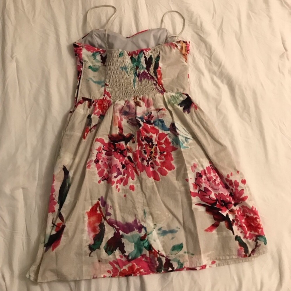 Watercolor Floral Sundress, Cream Pink and Purple, size Medium - Picture 10 of 16